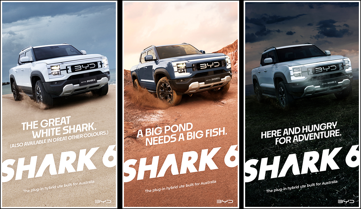 BYD Shark 6 triptych posters
